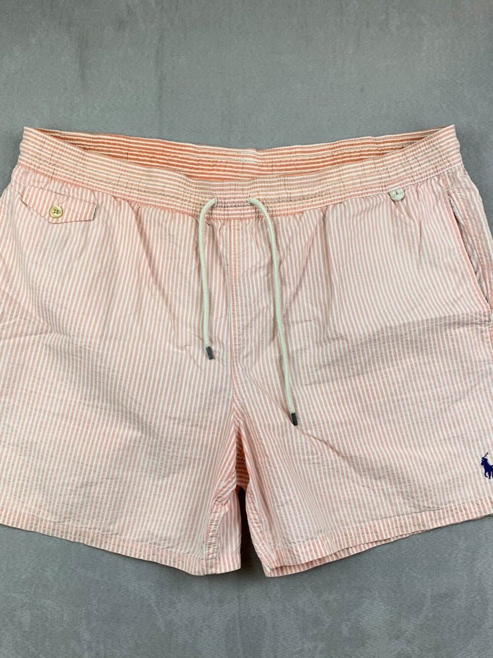 Ralph Lauren Polo Mens Traveler Classic Swim Trunk 2XL Pink Striped Shorts Lined